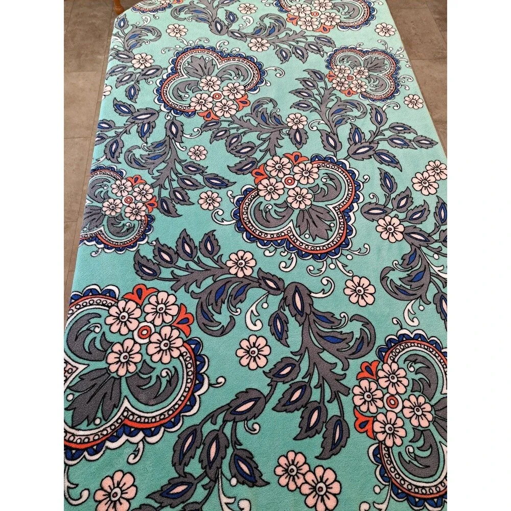 Vera Bradley FAN FLOWERS Seafoam Green Fleece Super Soft Throw Blanket Floral